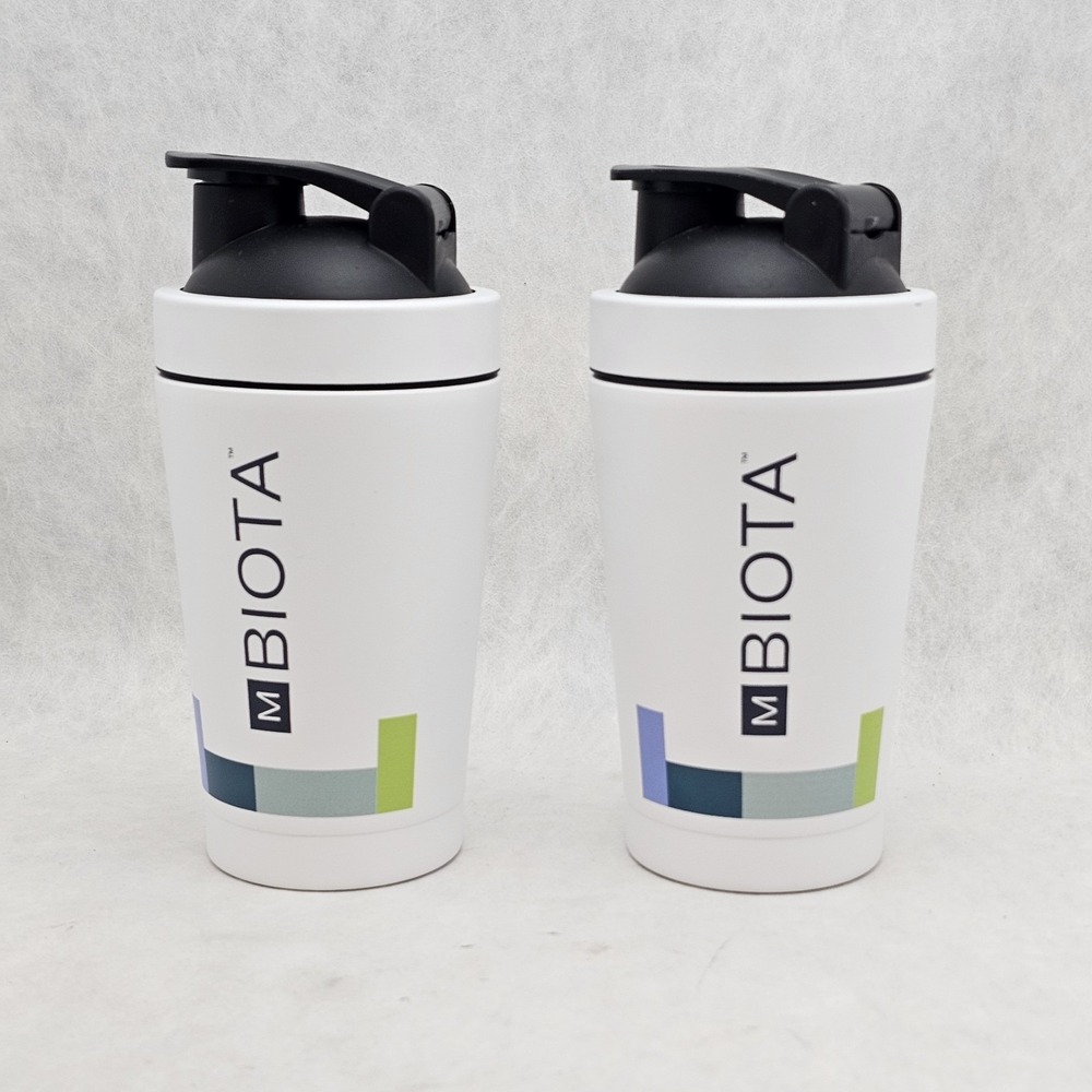 EUC 2 Pack mBIOTA 20oz Insulated Stainless Steel Blender Bottle Ice Shakers